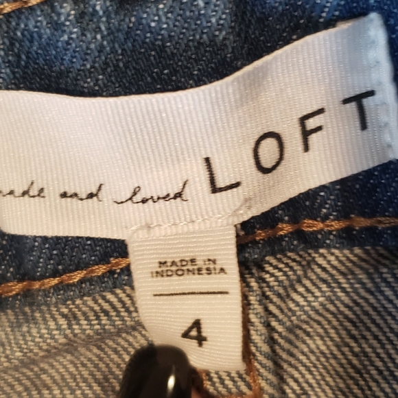 Loft Denim Blue Jean Mini Skirt Button Front 100% Cotton Pockets Size 4 - Picture 5 of 7